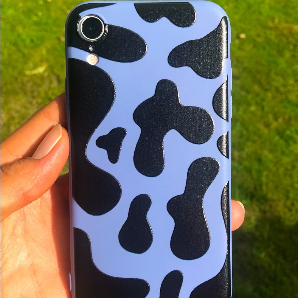 Black & Purple Cow Print Silicon iPhone XR Case